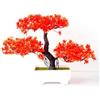 ReachMall Albero di pino artificiale in vaso, pianta bonsai realistica, decorazione per ufficio e casa (arancione)