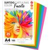 Ofituria Colorare Fogli A4 per Manualità, Educazione, Casa, Arte o Ufficio, Cartoncini Sfumature Forte - 25 Fogli, Assortimento Forte