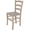 t m c s Tommychairs - Sedia modello Venice per cucina bar e sala da pranzo, robusta struttura in legno di faggio verniciata anilina grigio chiaro e seduta rivestita in tessuto colore camoscio