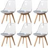 HJhomeheart Set di 6 Sedie da Pranzo Moderne Trasparenti, Sedie da Pranzo Imbottite Rimovibili, Sedie da Cucina dal Design Scandinavo (PU-Grigio)
