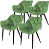 ML DESIGN modern living ML-Design Set 4 Sedie per Sala da Pranzo in Velluto Verde Salvia Poltroncine da Salotto Imbottite con Braccioli Gambe in Metallo Poltrone per Soggiorno con Schienale Ergonomiche e Confortevoli