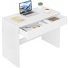 eSituro Scrivania per Computer con Cassetto, Scrivania da Ufficio, 100x50 cm, Tavolo da Lavoro in Legno, per Camera da Letto, Bianco
