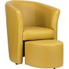 Totò Piccinni Poltrona Salotto Design Pozzetto Imbottita (Ecopelle Giallo, con Pouf Estraibile)