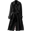 Yeooa Giacca a Vento da Donna Giacca Primaverile e Autunnale Cappotto Casual Doppiopetto Cappotto Lungo con Risvolto Tinta Unita Business Leisure Fashion Trench (Nero,L)