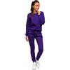 BOLF Donna Tuta Sportiva Completo da Jogging da Fitness Felpa Set da Ginnastica Pantaloni da Corsa Workout da Yoga Palestra Stile Sportivo 0001 Viola M [H8H]