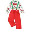 Yaopelky Vestito di Natale per bambino Abito da bambino Set di camicie con papillon e pantaloni con bretelle Completi da gentiluomo 1-10 anni