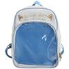 KEEPOP Ita - Zainetto da scuola per ragazze, grazioso zaino da scuola con orecchie di gatto, zaino estivo da donna, borsa da spiaggia con finestrelle trasparenti per decorazioni fai da te, bianco-blu,