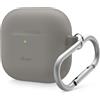elago Cover in Silicone per AirPods 4 | Moschettone Incluso, Supporta la Ricarica Wireless, Protezione Completa (Grigio Medio)
