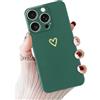 Vauki Cover per iPhone 15 Pro Max 6.7, Ultra Sottile Silicone Morbido Carino Cuore Disegni Custodia per iPhone 15 Pro Max Antiurto Protezione Fotocamera Case per Ragazze Ragazzo Donna, Verde