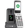 Doro 2880 4G - Telefono cellulare a conchiglia per anziani, semplice da usare, senza Internet, doppio schermo, tasti vocali, Bluetooth, con Cradle e cavo senza blocco di rete