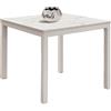 Tavolo TROPEA in legno, finitura marmo statuario e metallo verniciato bianco, allungabile 90×90 cm - 180×90 cm