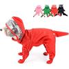 Zunea Impermeabile per cani di piccola taglia con cappuccio, poncho con stivali, a quattro zampe, rosso, taglia L