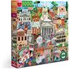 eeBoo Cartone riciclato per adulti, puzzle 1000 pezzi sulla città di Roma in Italia, dimensioni: 58,4 x 58,4 cm, PZTROM, multicolore
