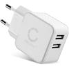 CELLONIC Caricatore USB da Muro per 5V / 1A, 1000mA con 17W - 3.4A Alimentatore USB 2 Caricatore USB Multiplo Caricabatterie 2 Porte