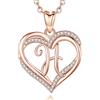 INFUSEU H Collana Iniziale, Doppio Cuore Ciondolo Lettera in Oro Rosa Cubic Zirconia CZ Gioielli Regali Personalizzati per Moglie Mamma Fidanzata, Catena da 20 Pollici