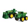 John Deere TOMY Games John Deere Veicolo 2 Pack Camion e trattori | Giochi per Interni ed Esterni | Giocattoli Adatti ai Bambini | Cantiere Divertente nella Sandbox, Colore Verde, Farm, 35874V1