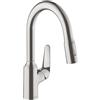 hansgrohe Focus M42 rubinetto da cucina, orientabile, estraibile, 71801800, Focus M42 acciaio inox spazzolato [Rubinetteria da Cucina > Rubinetti da Cucina]