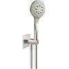 Herzbach LIVING SPA iX set doccia con presa d'acqua e supporto, 3 tipi di getto, 17.914600.2.09, LIVING SPA iX acciaio inox spazzolato [Rubinetteria Bagno > Set Doccia]