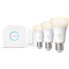 Philips Hue White starter set triplo con bridge e interruttore dimmer E27, 2700 K, 9,5 W, 8719514289130, A60 White [Lampadine > Lampade a LED]