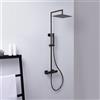 Mariner Linea sistema doccia con termostato, doccetta ad asta di metallo e soffione doccia in acciaio inox squadrato, WLS5301-GM, Kobra; Linea; Otto; Quadra antracite spazzolato [Rubinetteria Bagno > Colonne Doccia]