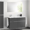 evineo ineo4 mobile La: 121 cm, 4 estraibili, con maniglia, lavabo doppio bianco, con specchio,, BE0244WH+BE0203AN+BEA012MI+BL001197, ineo4 [Mobili da Bagno > Set Mobili da Bagno]
