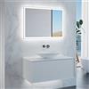 neoro n60 mobile La: 100 cm con 1 scomparto estraibile, lavabo bianco opaco, con specchio illuminato, BN0068WM+BN0756WM+BN0028MI, n60 [Mobili da Bagno > Set Mobili da Bagno]