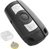 KingYH Guscio Chiave 3 Tasti con batteria LIR 2025 e Piccolo Contenitori di Plastica Guscio per Chiave Compatibile con Serie 1 3 5 6 X1 X5 E71 E72 E81 E82 E84 E87 E89 E88 E90 E91 E92 E93