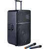 Soundsation Cassa Portatile Amplificata 2 Microfoni Senza Fili a Batteria 12" Carrello Ruote