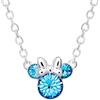 Disney Collana Minnie Mouse placcato argento con Cristalli Azzurri, 40+5 cm, Dimensione Regolabile, adatta per Donne e Bambine, Confezione Regalo Inclusa, Gioielli Ufficiali