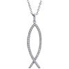 Bling Jewelry Collana Pendente Ichthys Pesce di Gesù con Zirconi Cubici Religiosi per Donne e Ragazze in Argento Sterling .925