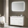 FALEGNAMERIA ADRIATICA Nora mobile da bagno sospeso cm L.105 - H. 195 - P.40 laccato lucido bianco, olmo, rovere scuro : Finitura - rovere scuro