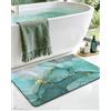 DEXI Tappeto da bagno assorbente antiscivolo ad asciugatura rapida in nappa marmorizzata tappetino da bagno per lavello, doccia, pavimento, WC, piccolo, 40,6 x 61 cm, verde turchese