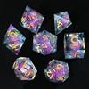 Elifel Set Dadi Liquidi DND 7 Pezzi, Sabbie Mobili Poliedrici in Resina Con Bordi Affilati per Dungeons and Dragons, RPG D20 D12 D10 D8 D6 D4 Fatto a Mano, per Giochi di Ruolo