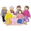 BDSHUNBF Casa delle bambole in Legno, Set di 7 Persone, Famiglia Bambole, Set Famiglia di Persone, Happy Family Dolls per Casa Bambole Legno Accessori Regalo