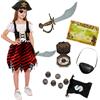 Kitimi Costume Pirata Bambina Vestito Pirata Bambino con Accessori Pirata Cappello Pirata Benda Pirata Borsa Orecchino Pirata Costumi di Carnevale Kids per Feste e Cosplay Costume Halloween Party Show
