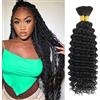Feibin - Extension di capelli a onde profonde in massa, capelli umani naturali per trecce Boho, capelli veri non trattati, senza trama, capelli vergini brasiliani, 2 trecce/confezione, 100 g