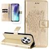 Cover Portafoglio Per Xiaomi Redmi 14C In Pelle PU Con Chiusura Magnetica E Supporto - Colore Oro Rosa 3D