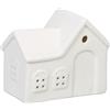 Relaxdays Casetta Portacandele in Ceramica, Casa Luminosa Porta-Tealight, per 1 Candelina, HLP: 9 x 11 x 6 cm, Bianco