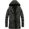 Suncadmious Giacca da Sci in Pile alla Moda Giacca Softshell Casual Giacca Calda in Cotone Giacca con Cappuccio e Cerniera Calda Invernale da Uomo Lunghezza Media, Multitasche (Verde Militare,4XL)