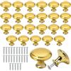 KineticKraft 25 Pezzi Pomelli per Cassetti 27mm Pomolo per Mobile Rotondo con Viti Abbinate, Acciaio Inossidabile Placcato Oro, Impermeabile e Antiruggine, Foro Singolo Per Armadi, Cassetti, Camera Da Letto, Bagno