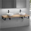 neoro n50 top in legno massiccio La: 160 cm, rovere con 2 lavabi Ø 40 cm bianco opaco,, 2#BN0064WM+BN0405W1+2#BN000005+BN000002, n50 [Mobili da Bagno > Top con Doppio Lavabo da Appoggio]