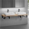 neoro n50 top in legno massiccio La: 160 cm, rovere con 2 lavabi La: 58 cm, bianco opaco,, 2#BN0065WM+BN0405W1+2#BN000005+BN000002, n50 [Mobili da Bagno > Top con Doppio Lavabo da Appoggio]