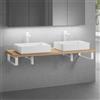 neoro n50 top in legno massiccio La: 160 cm, rovere con 2 lavabi La: 58 cm, bianco opaco,, 2#BN0065WM+BN0405W1+2#BN000004+BN000001, n50 [Mobili da Bagno > Top con Doppio Lavabo da Appoggio]