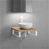 neoro n50 top in legno massiccio La: 60 cm rovere con lavabo Ø 45 ccm bianco opaco,, BN0106WM+BN0401W1+2#BN000004, n50 [Mobili da Bagno > Top con Lavabo da Appoggio]