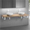neoro n50 top in legno massiccio La: 160 cm, rovere con 2 lavabi Ø 40 cm bianco opaco,, 2#BN0064WM+BN0405W1+2#BN000004+BN000001, n50 [Mobili da Bagno > Top con Doppio Lavabo da Appoggio]