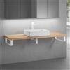 neoro n50 top in legno massiccio La: 160 cm rovere con lavabo La: 58 cm, bianco opaco,, BN0065WM+BN0405W1+2#BN000004+BN000001, n50 [Mobili da Bagno > Top con Lavabo da Appoggio]