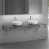 neoro n50 Slim top La: 180 cm con 2 lavabi Ø 45 cm bianco opaco,, 2#BN0106WM+BN0409GR+BN0506BM+2#BN000003+2#BN000002, n50 [Mobili da Bagno > Top con Doppio Lavabo da Appoggio]