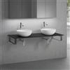 neoro n50 top con lavabo doppio La: 140,5 A: 30 P: 51,5 cm, 2#BN0064WM+BN0408BM+BN0504BM+2#BN000003+BN000002, n50 [Mobili da Bagno > Top con Doppio Lavabo da Appoggio]