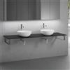 neoro n50 Slim top La: 180 cm con 2 lavabi Ø 40 cm bianco opaco,, 2#BN0064WM+BN0409BM+BN0506BM+2#BN000003+2#BN000002, n50 [Mobili da Bagno > Top con Doppio Lavabo da Appoggio]