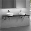 neoro n50 Slim top La: 160 cm con 2 lavabi Ø 40 cm bianco opaco,, 2#BN0064WM+BN0405BM+BN0505BM+2#BN000003+BN000002, n50 [Mobili da Bagno > Top con Doppio Lavabo da Appoggio]